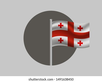 Flagpole inside circle with National flag of Georgia. original colors and proportion. Simply vector illustration, from countries flag set.