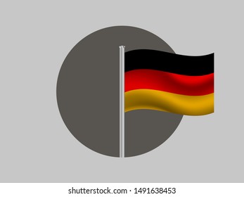 Flagpole inside circle with National flag of Federal Republic of Germany. original colors and proportion. Simply vector illustration, from countries flag set.