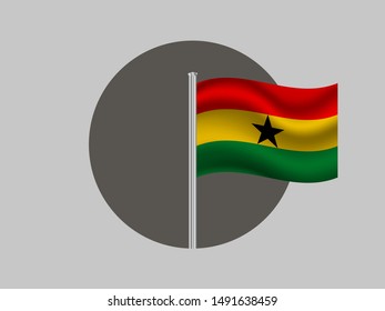 Flagpole inside circle with National flag of Republic of Ghana. original colors and proportion. Simply vector illustration eps10, from countries flag set.