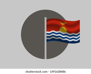 Flagpole inside circle with National flag of Republic of Kiribati. original colors and proportion. Simply vector illustration, from countries flag set.
