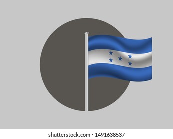 Flagpole inside circle with National flag of Republic of Honduras. original colors and proportion. Simply vector illustration, from countries flag set.