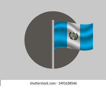 Flagpole inside circle with National flag of Republic of Guatemala. original colors and proportion. Simply vector illustration, from countries flag set.