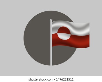 Flagpole inside round circle with National flag of Greenland. Original colors and proportion. Simply vector illustration, from  countries set. Isolated on gray Background for logo, icon, web, education