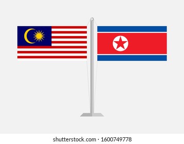 flagpole malaysia and north korea. vector