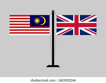flagpole malaysia and united kingdom. vector
