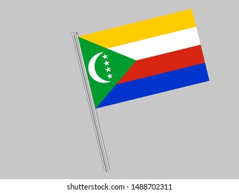Flagpole of National flag of Comoros Islands . original colors and proportion. Simply vector illustration, from countries flag set.