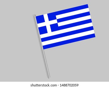 Flagpole of National flag of Hellenic Republic also know as Greece . original colors and proportion. Simply vector illustration, from countries flag set.