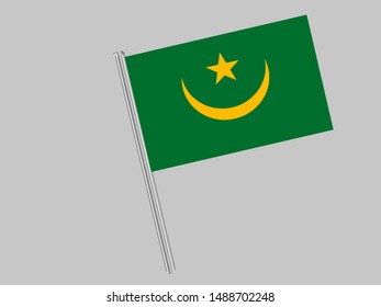 Flagpole of National flag of Islamic Republic of Mauritania. original colors and proportion. Simply vector illustration eps10, from countries flag set.
