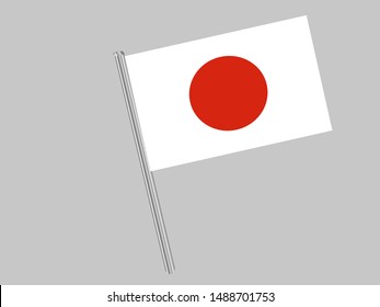 Flagpole of National flag of Japan . original colors and proportion. Simply vector illustration, from countries flag set.