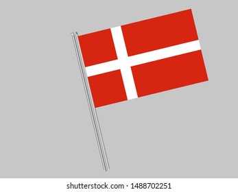 Flagpole of National flag of Kingdom of Denmark . original colors and proportion. Simply vector illustration, from countries flag set.