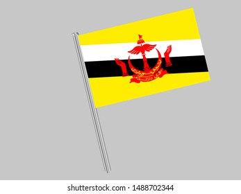 Flagpole of National flag of Nation of Brunei, the Abode of Peace . original colors and proportion. Simply vector illustration, from countries flag set.