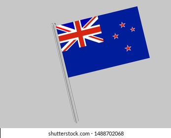 Flagpole of National flag of New Zealand. original colors and proportion. Simply vector illustration eps10, from countries flag set.