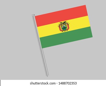 Flagpole of National flag of Plurinational State of Bolivia . original colors and proportion. Simply vector illustration, from countries flag set.