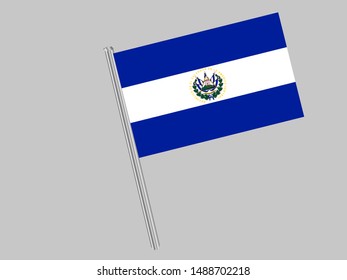 Flagpole of National flag of Republic of El Salvador. original colors and proportion. Simply vector illustration, from countries flag set.