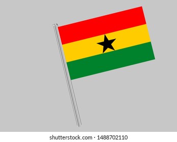 Flagpole of National flag of Republic of Ghana. original colors and proportion. Simply vector illustration eps10, from countries flag set.