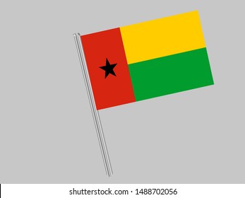 Flagpole of National flag of Republic of Guinea-Bissau. original colors and proportion. Simply vector illustration eps10, from countries flag set.