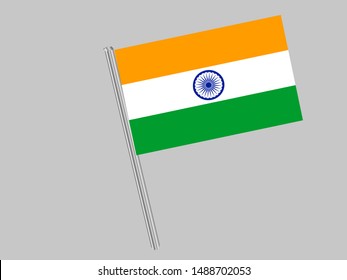 Flagpole of National flag of Republic of India. original colors and proportion. Simply vector illustration, from countries flag set.