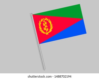 Flagpole of National flag of State of Eritrea. original colors and proportion. Simply vector illustration eps10, from countries flag set.