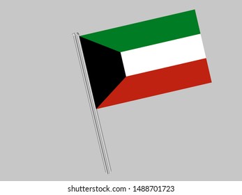 Flagpole of National flag of State of Kuwait . original colors and proportion. Simply vector illustration, from countries flag set.