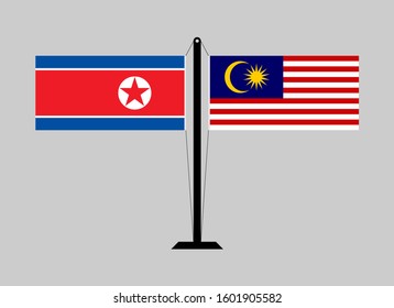 flagpole north korea and malaysia. vector