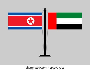 flagpole north korea and united arab emirates. vector