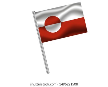 Flagpole with shadow of National flag of Greenland. Original colors and proportion. Simply vector illustration, from  countries set. Isolated on Background for logo, icon, web, education
