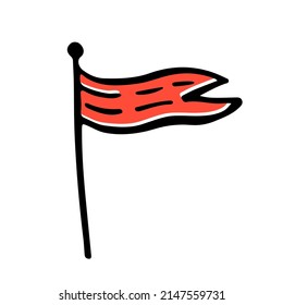 Icono vectorial con viñeta de caracol. Símbolo dibujado a mano de la bandera ondulante