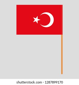 Flagpole with Turkey flag. Official proportion. Correct colors. Vector illustration