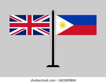 flagpole united kingdom and philippines. vector