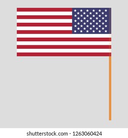 Flagpole with USA flag. Official proportion. Correct colors. Vector illustration