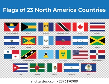 Banderas de 12 países de Norteamérica