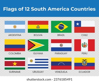 Flags of 12 South America Countries