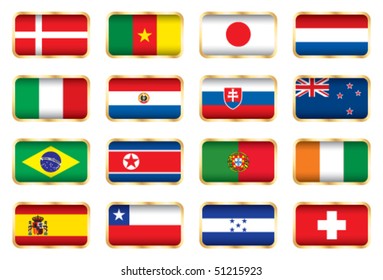 Flags. 16 Football World cup nations (groups E F G H).