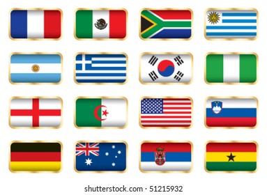 Flags. 16 Football World cup nations (groups A B C D).