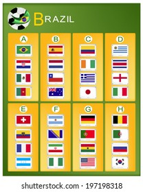 The Flags of 32 Nations of Football or Soccer Championship in Final Tournament. 