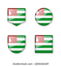 Flags of Abkhazia - glossy collection. Set of vector illustrations