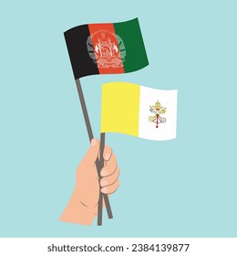 Flags of Afghanistan and Vatican City, Hand Holding flags