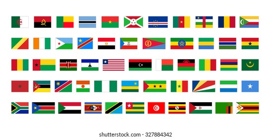 Flags of Africa. Vector set on white background