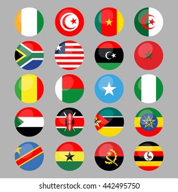 Flags of African countries. 20 correct flags. set