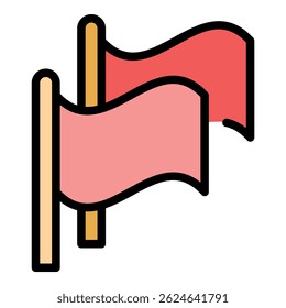 Flags agitation icon. Outline flags agitation vector icon color flat isolated