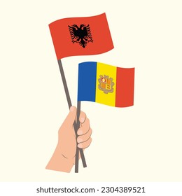 Flags of Albania and Andorra, Hand Holding flags
