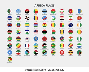 Bandeiras de todos os países africanos. Conjunto de cliparts de vetor em estilo plano.