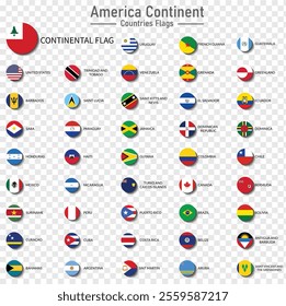 Flags of all countries of the American continents