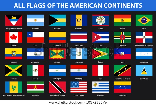 Flags All Countries American Continents Flat Stock Vector (Royalty Free ...