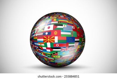 Flags Of All Countries In The Form Of Spheres