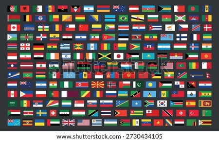 Flags of the of all countries. Official national flags of sovereign states