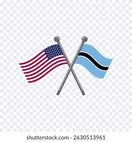 Flags of America and Botswana. Vector illustration.