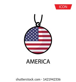 Flags of america in the form of circular pendants icon  isolated on white background.