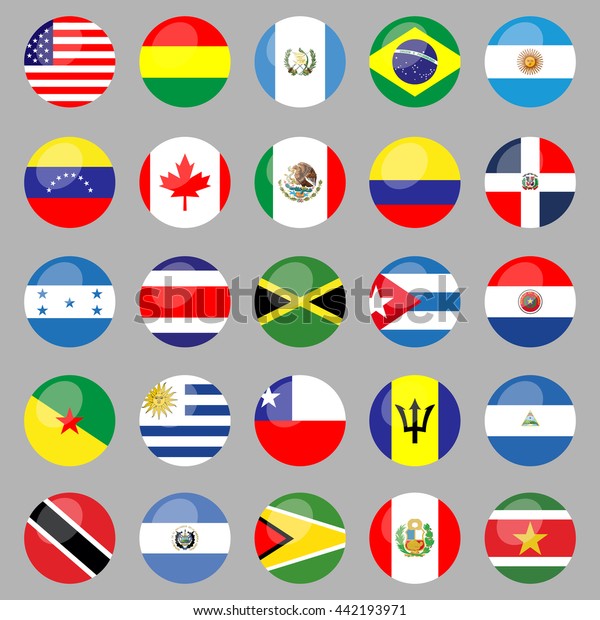 Flags American Countries 25 Correct Flags Stock Vector (Royalty Free ...