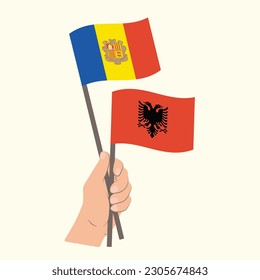 Flags of Andorra and Albania, Hand Holding flags